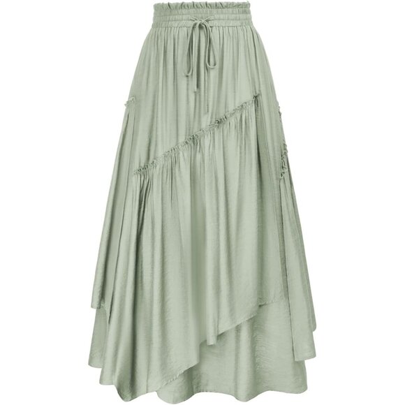 Comfortable Plus Size Mint Green Maxi Skirt with Pockets - Perfect for Cosplay - Picture 1 of 9